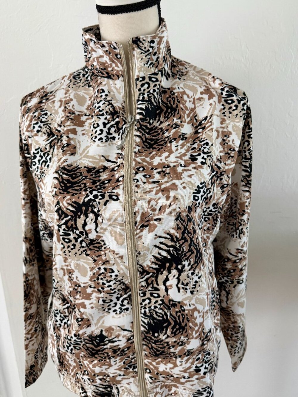 Allyson Whitmore Golf Jacket Women PS Petite S Cheetah Leopard Print Full Zip